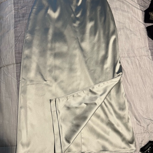 Abercrombie & Fitch Satin Stretch Column Midi Slip Dress Grey M - Picture 8 of 11